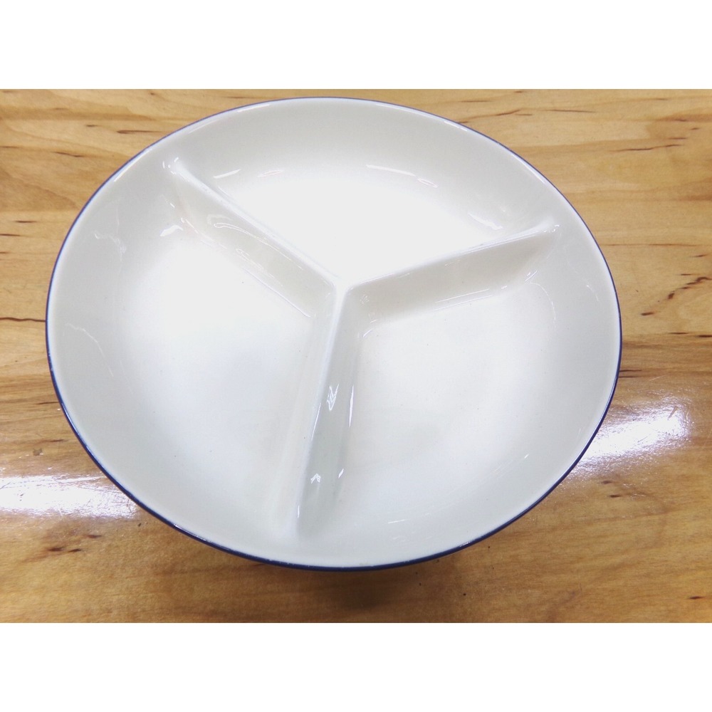 Lenox Chinastone Poppies on Blue 3 Part‎ Divided Serving Bowl 10 1/4"